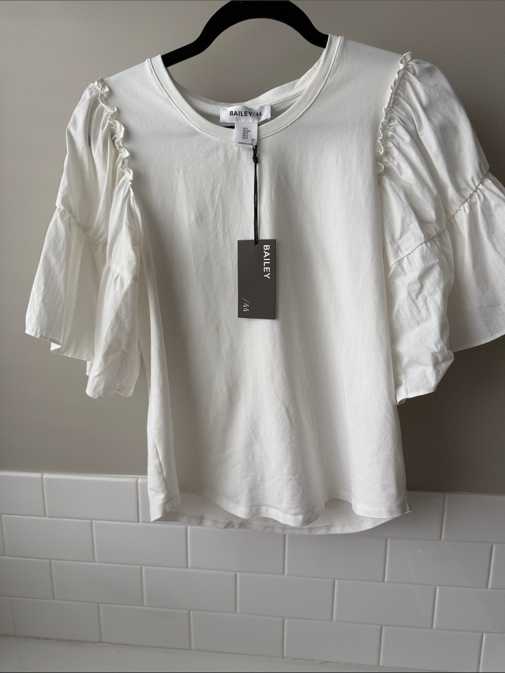 Bailey 44 white Puff-Sleeve Cotton Tee